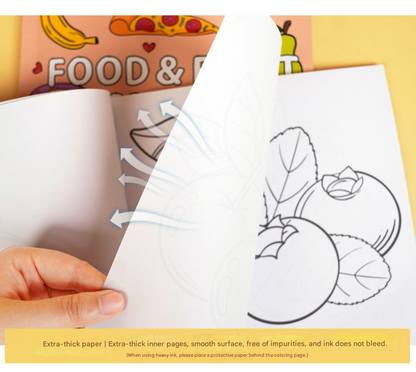 2 Pack Kids Colouring Book Set Food and Fruit Cartoon Doodle Art Activity 40 Sheets Each for Boys Girls Age 4+