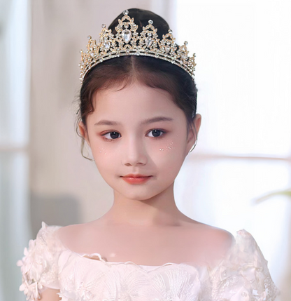 Multicolor Girls Princess Tiara Crown Crystal Rhinestone Headpiece 14cm Diameter for Birthday Party Dance Performance and Flower Girls Elegant Hair Accessory