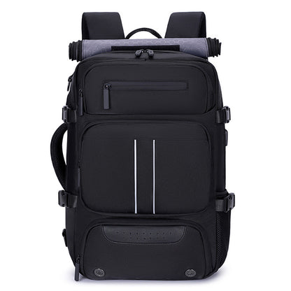 Large Capacity Convertible Travel Backpack - 16" Laptop Compartment, Shoe Pouch & USB Port(black)