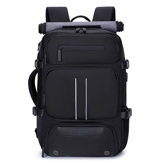 Large Capacity Convertible Travel Backpack - 16" Laptop Compartment, Shoe Pouch & USB Port(black)