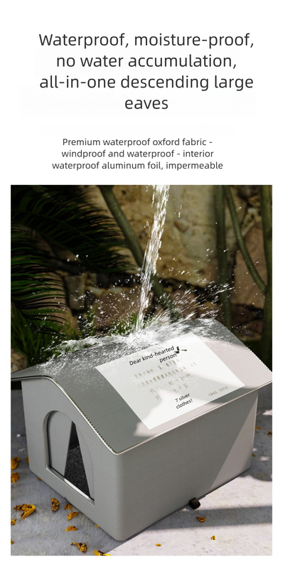 Large Size Elevated Indoor/Outdoor Pet Shelter(grey): Waterproof, Insulated for All-Season Warmth