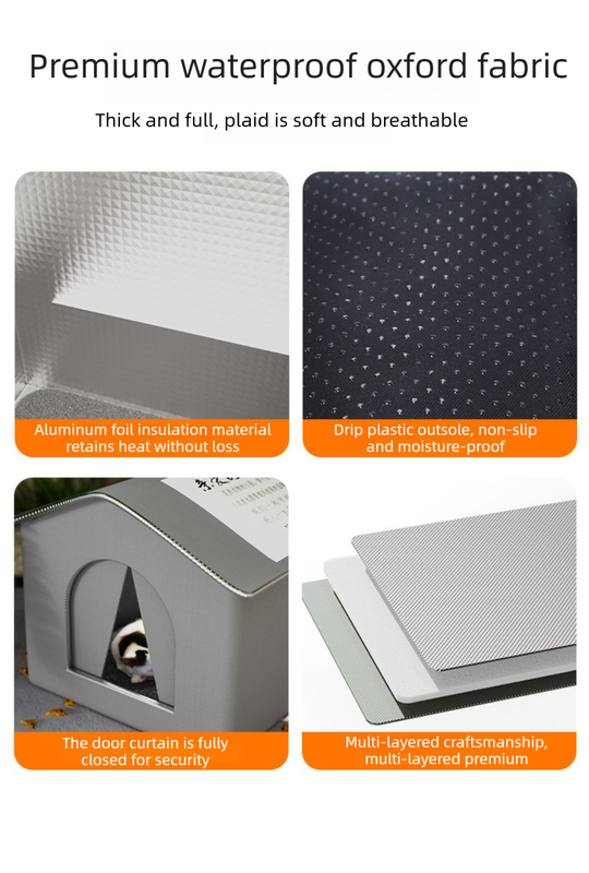 Large Size Elevated Indoor/Outdoor Pet Shelter(grey): Waterproof, Insulated for All-Season Warmth