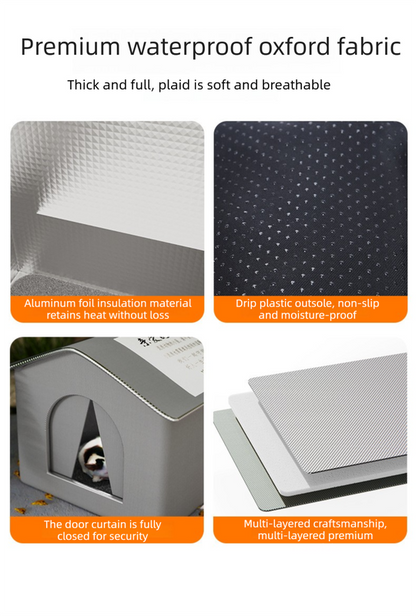 Large Size Elevated Indoor/Outdoor Pet Shelter(grey): Waterproof, Insulated for All-Season Warmth