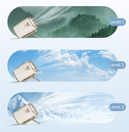 White Portable Fan for Outdoor, Waist Clip, and Desktop Cooling