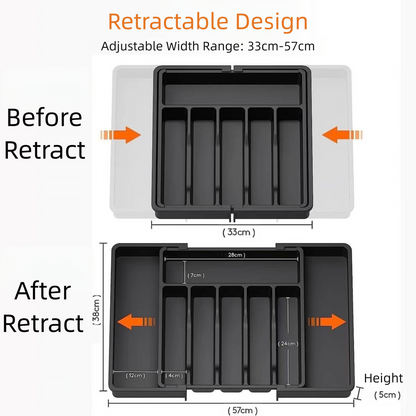 Black Adjustable Cutlery Tray (33-57cm)