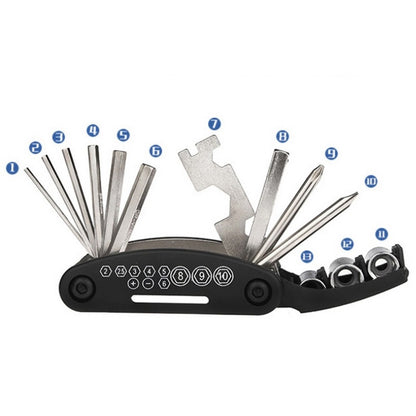 16-in-1 bicycle repair tool kit - multi-tool, tire patch, tire lever & file