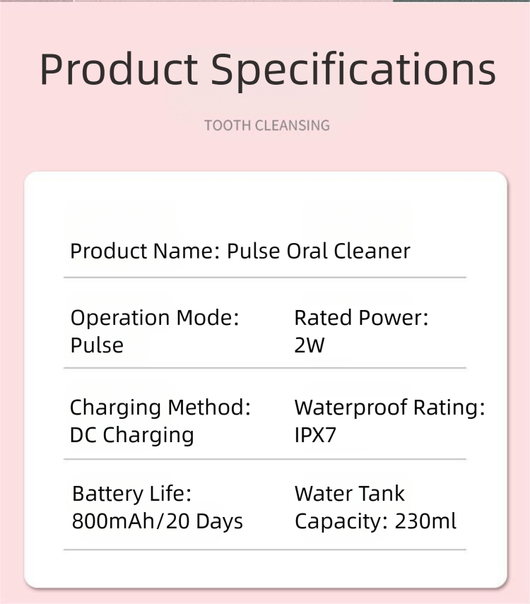 White Cordless Water Flosser, USB Rechargeable with 4 Tips