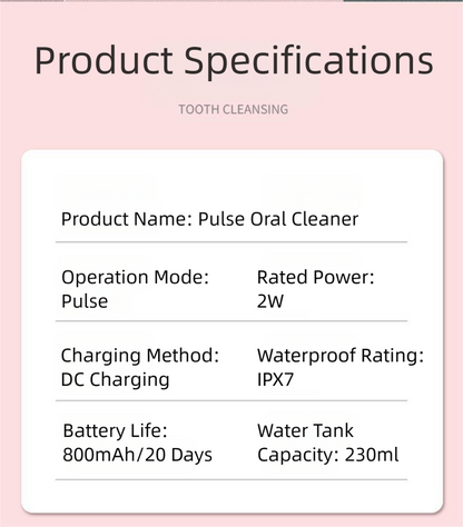 White Cordless Water Flosser, USB Rechargeable with 4 Tips