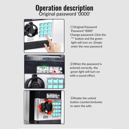 2-Piece Black Smart ATM Piggy Banks - Kids Electronic Money Safe with Password Lock & Auto-Roll in/out Feature