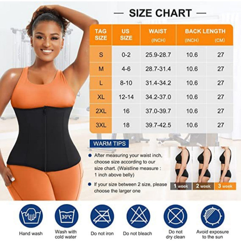 Silver Ion Sauna Waist Trainer for Women(Size S) - 2-in-1 Zipper and Hook/Eye Sweat-Wicking Sports Girdle, Postpartum Fitness Shapewear