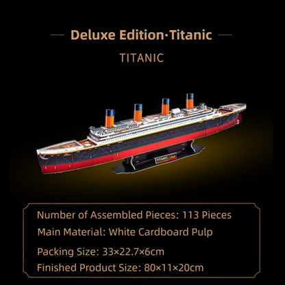 Deluxe Edition (113Pieces) 3D Titanic Ship Model Puzzle Kit - DIY Nautical Series Toy for Kids & Adults, Educational Building Blocks
