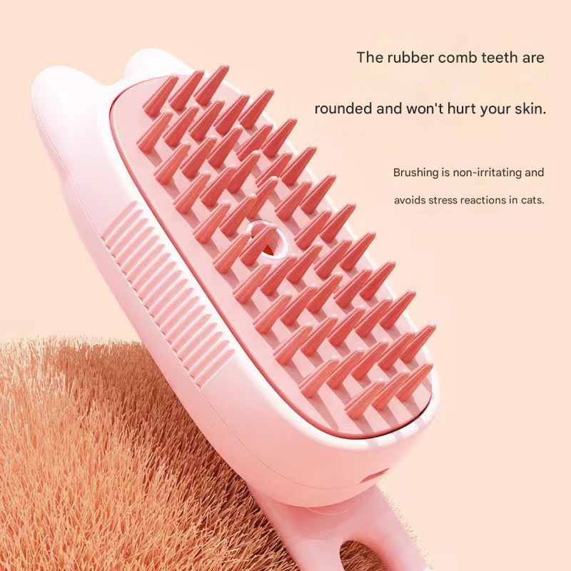 Off-white Pet Spray Grooming Brush - 3-in-1 Steam Dematting Comb with Nano Mist for Cats & Dogs - Anti-Flying Hair & Massage