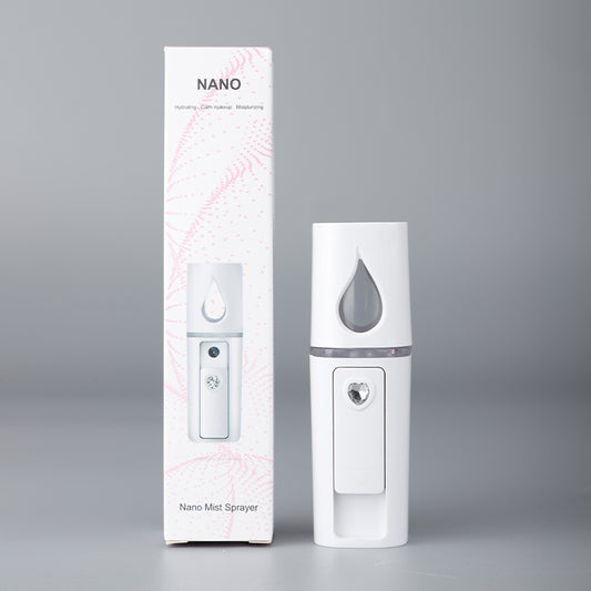 White Portable Nano Facial Mister - 20mL USB Rechargeable Hydrating Sprayer for Face & Skin