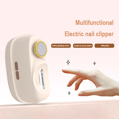 White Electric Nail Clipper and Grinder 2-in-1 Automatic Nail Trimmer with LED Light Rechargeable Manicure Tool for Babies Adults and Seniors