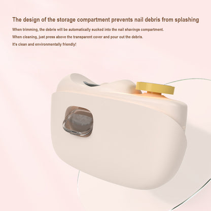 White Electric Nail Clipper and Grinder 2-in-1 Automatic Nail Trimmer with LED Light Rechargeable Manicure Tool for Babies Adults and Seniors