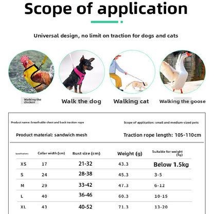 2-Pcs Blue Adjustable Pet Harness with Leash – Breathable Mesh Design for Small Dogs, Cats, Chickens, Ducks & More | Anti-Escape, 360° Support, Lightweight & Comfortable in Australia(Size:S)