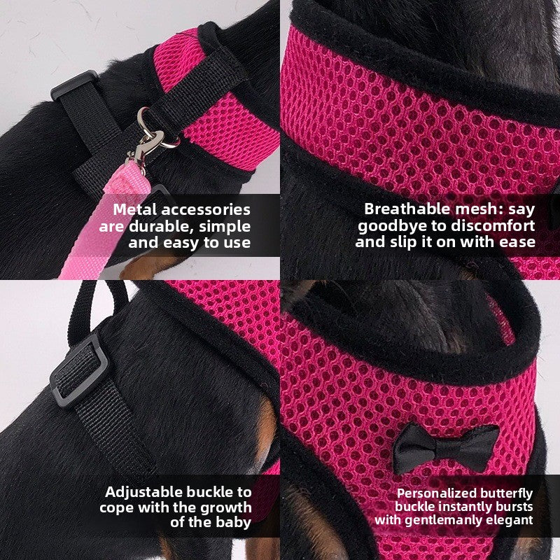 2-Pcs Pink Adjustable Pet Harness with Leash – Breathable Mesh Design for Small Dogs, Cats, Chickens, Ducks & More | Anti-Escape, 360° Support, Lightweight & Comfortable in Australia(Size:XL)