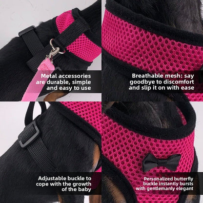 2-Pcs Pink Adjustable Pet Harness with Leash – Breathable Mesh Design for Small Dogs, Cats, Chickens, Ducks & More | Anti-Escape, 360° Support, Lightweight & Comfortable in Australia(Size:XL)