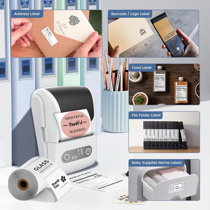 Black Portable Bluetooth Thermal Label Printer – Compact, Ink-Free Mini Label Maker for Home, Office, and Small Business Use in Australia