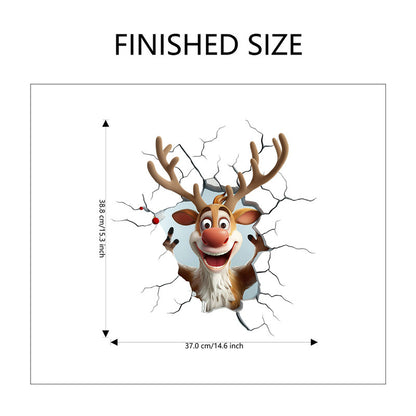 10 PCS Creative 3D Reindeer Peeking Through Wall Christmas PVC Wall Decal for Australian Homes