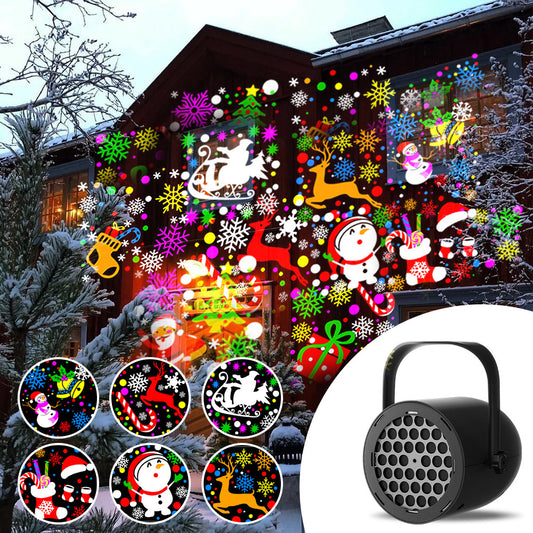 Black Christmas LED Projector Light Portable USB Holiday Atmosphere Lamp with 360 Degree Rotating Stand for Indoor Home and Party Decoration Santa Snowman Patterns
