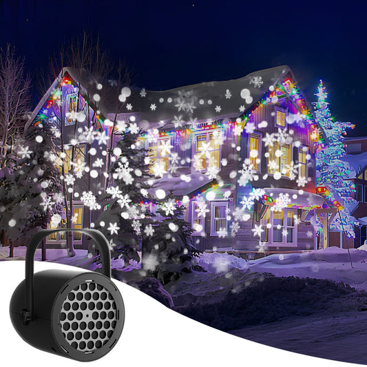 Black Christmas LED Projection Lights Portable USB Holiday Atmosphere Lights 360-Degree Rotating Base Ideal for Indoor Home Decor and Party Decorations Christmas Snowflake Patterns