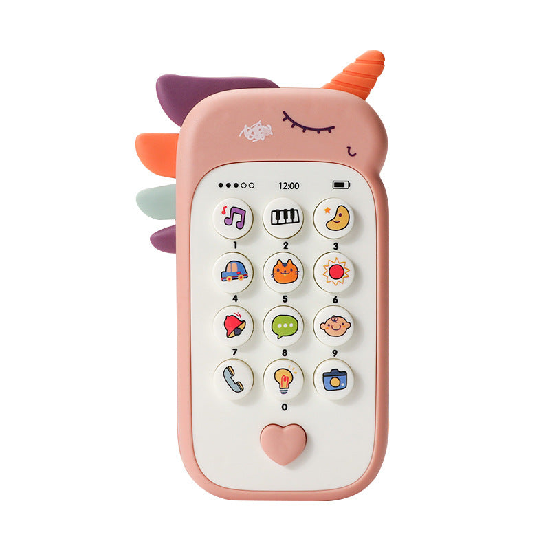 Unicorn Baby Toy Phone Music & Light Learning Mobile Teether for Toddlers Interactive English Educational Gift Pink