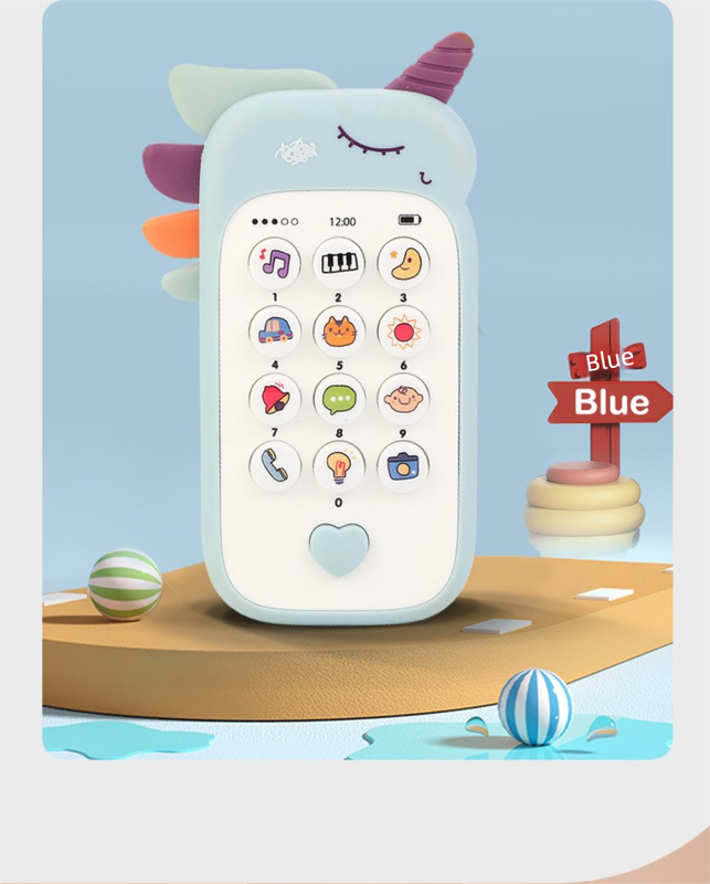 Unicorn Baby Toy Phone Music & Light Learning Mobile Teether for Toddlers Interactive English Educational Gift Pink