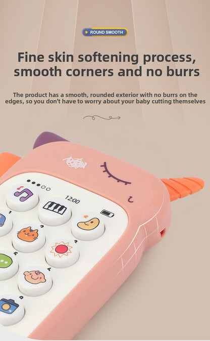 Unicorn Baby Toy Phone Music & Light Learning Mobile Teether for Toddlers Interactive English Educational Gift Pink