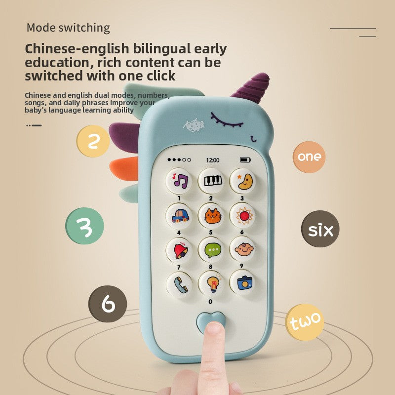 Unicorn Baby Toy Phone Music & Light Learning Mobile Teether for Toddlers Interactive English Educational Gift Pink