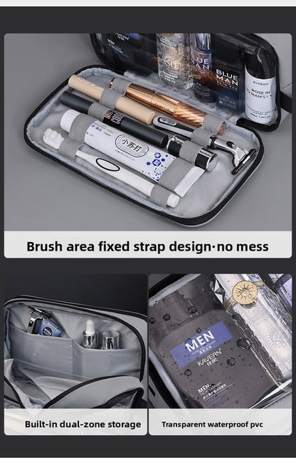 Large Waterproof Men's Toiletry Bag 3-Layer Travel Dopp Kit with Wet Dry Separation Portable Shower Organiser for Gym Business & Holiday Black