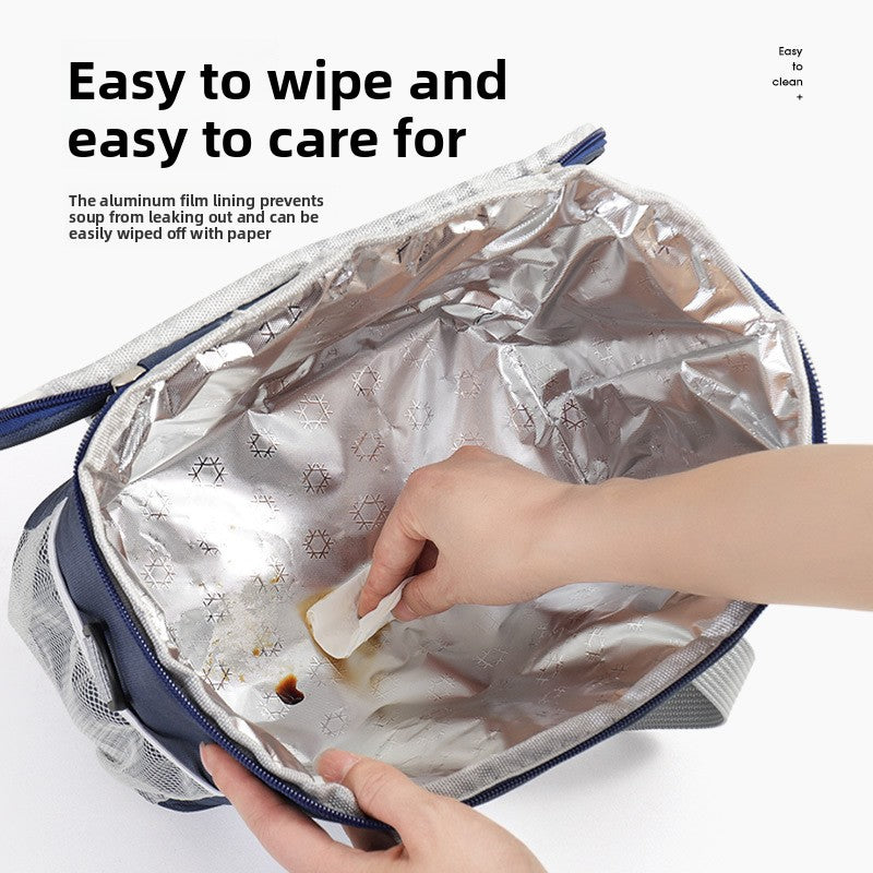 Insulated Lunch Bag Thermal Cooler Tote with Adjustable Shoulder Strap Waterproof Lining for Work School & Picnics Navy Blue Small