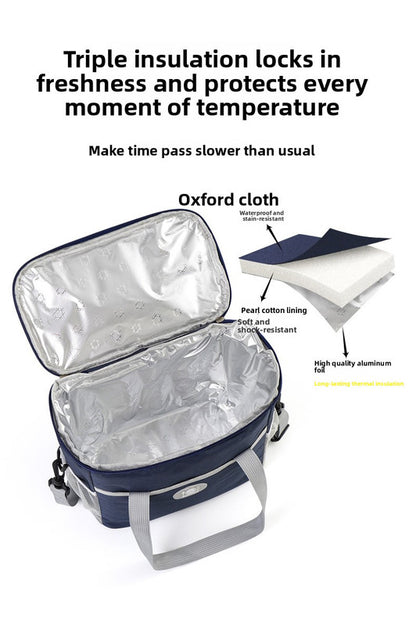 Insulated Lunch Bag Thermal Cooler Tote with Adjustable Shoulder Strap Waterproof Lining for Work School & Picnics Navy Blue Small