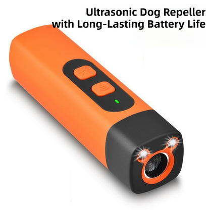 Portable Double-Head Ultrasonic Dog Repeller & Trainer with LED Flashlight - Multi-Function Pet Safety Device for Outdoors
