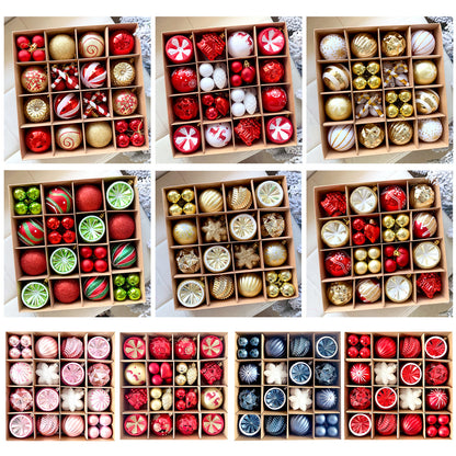 MJXK46-20Y Christmas Decorative Balls Set(24x24x6CM) - Shatterproof Plastic Ornaments with Electroplated & Hand-Painted Finish