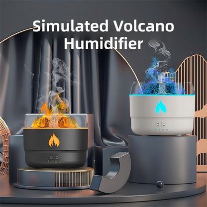 167 Black Simulation Volcano Diffuser & Humidifier - Smart Timer Ultrasonic Mister with Volcano Lava Crack Shell and Colorful Light