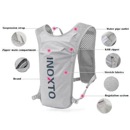 Grey-Orange 5L Ultra-Light Hydration Running Vest - Quick-Dry Trail Running & Marathon Backpack with Night Reflective Safety