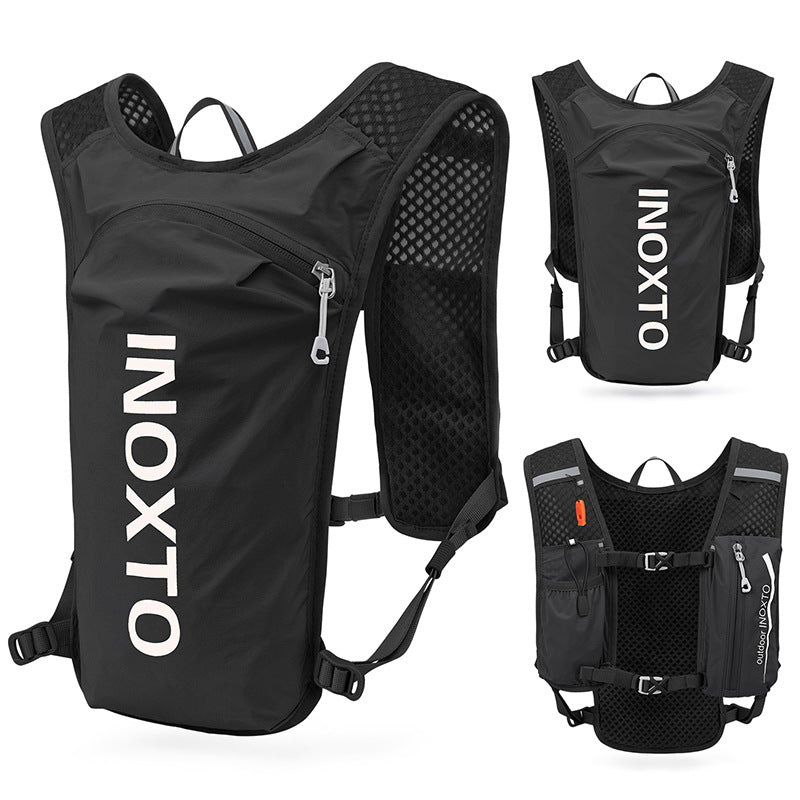 Black-White 5L Ultra-Light Hydration Running Vest - Quick-Dry Trail Running & Marathon Backpack with Night Reflective Safety