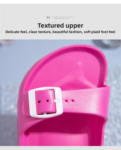 #41 Pink Thick Sole Buckle Slide Sandals(Fits Foot L 23 CM) - EVA Comfortable & Non-Slip Birkenstock Style Sandals for Casual Wear