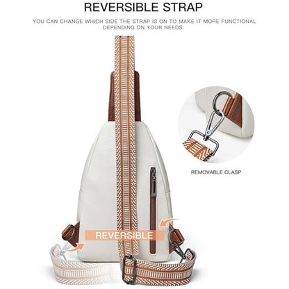 Brown Women's 3-Layer Zipped PU Chest Bag with Reversable Strap - Roomy But Not Nulky Single Shoulder Crossbody Bag