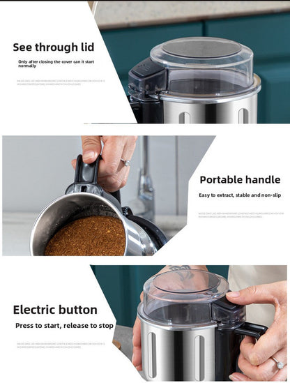 500g Large-Capacity Electric Grinder and Pulverizer with 5 Set Blades - Multi-Function 300W Kitchen Mill for Grains, Spices, Coffee Beans