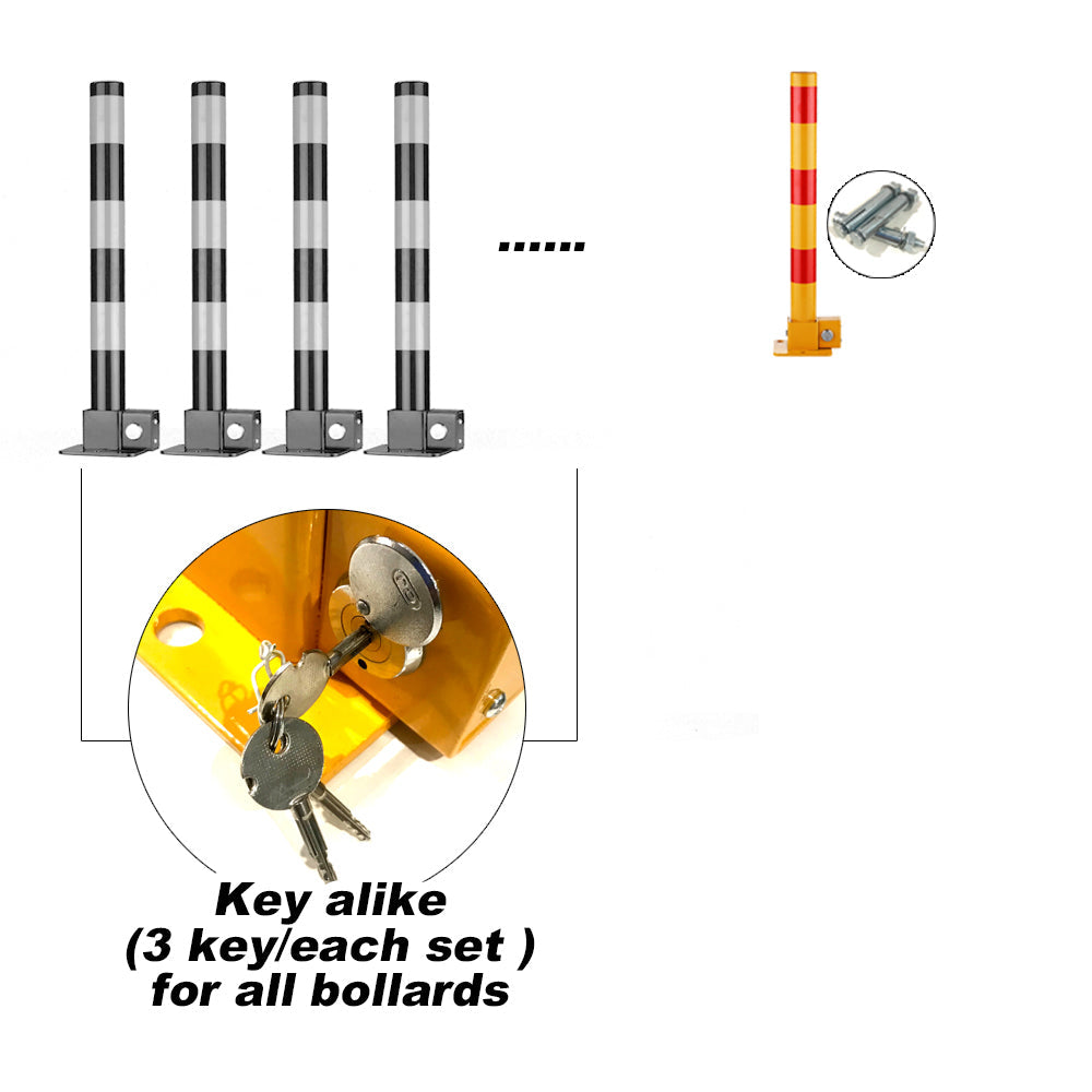 Red Parking Bollard locker Barrier Key Alike lock Fold Down Vehicle