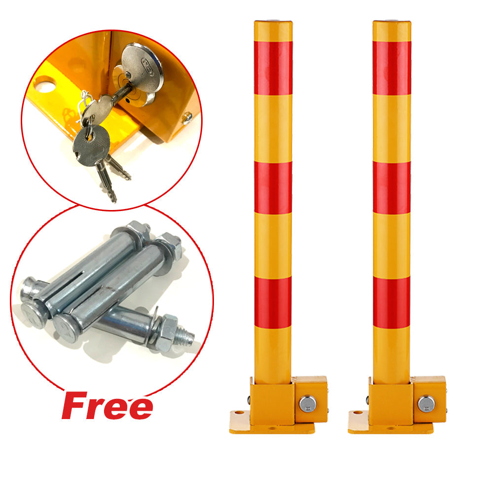 Red Parking Bollard locker Barrier Key Alike lock Fold Down Vehicle