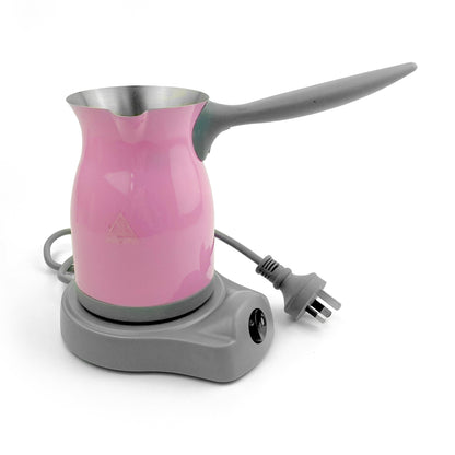 Pink Electric Turkish Greek Arabic Coffee Maker Pot Automatic Sensor Anti Overflow