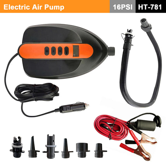 Electric 16PSI HT-781 High Pressure SUP Electric Air Pump 12V DC Paddle Board 16/20PSI Auto-Off