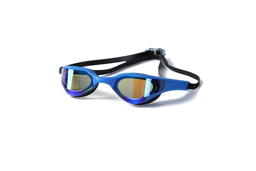 Adult mirrored lens swimming goggles blue