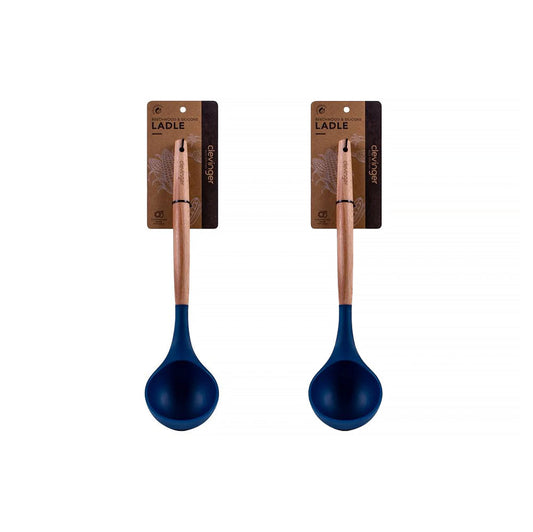 2 pcs Beechwood & silicone ladle navy