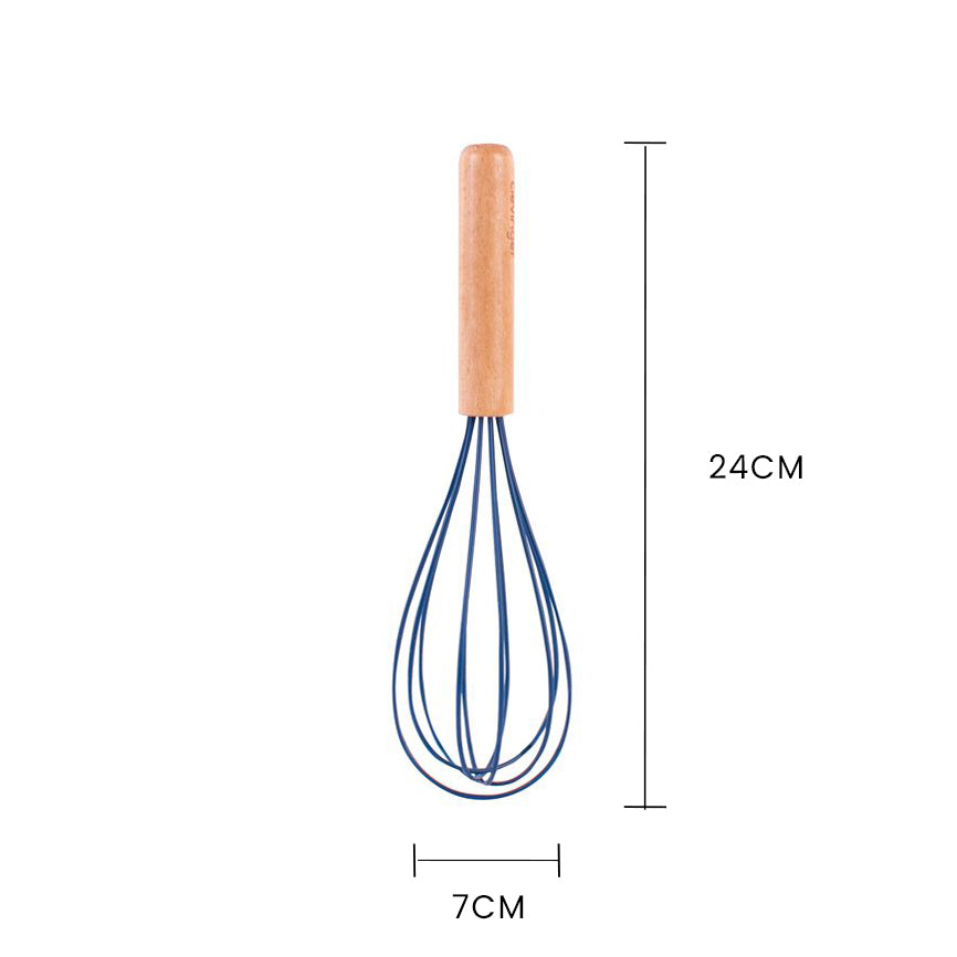 2pcs Beechwood & silicone whisk navy