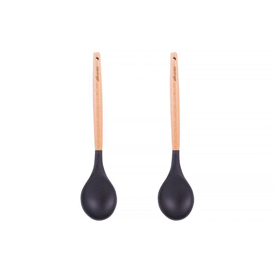 2pcs Beechwood & silicone spoon charcoal