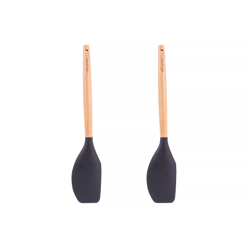 2pcs Beechwood & silicone spatula charcoal